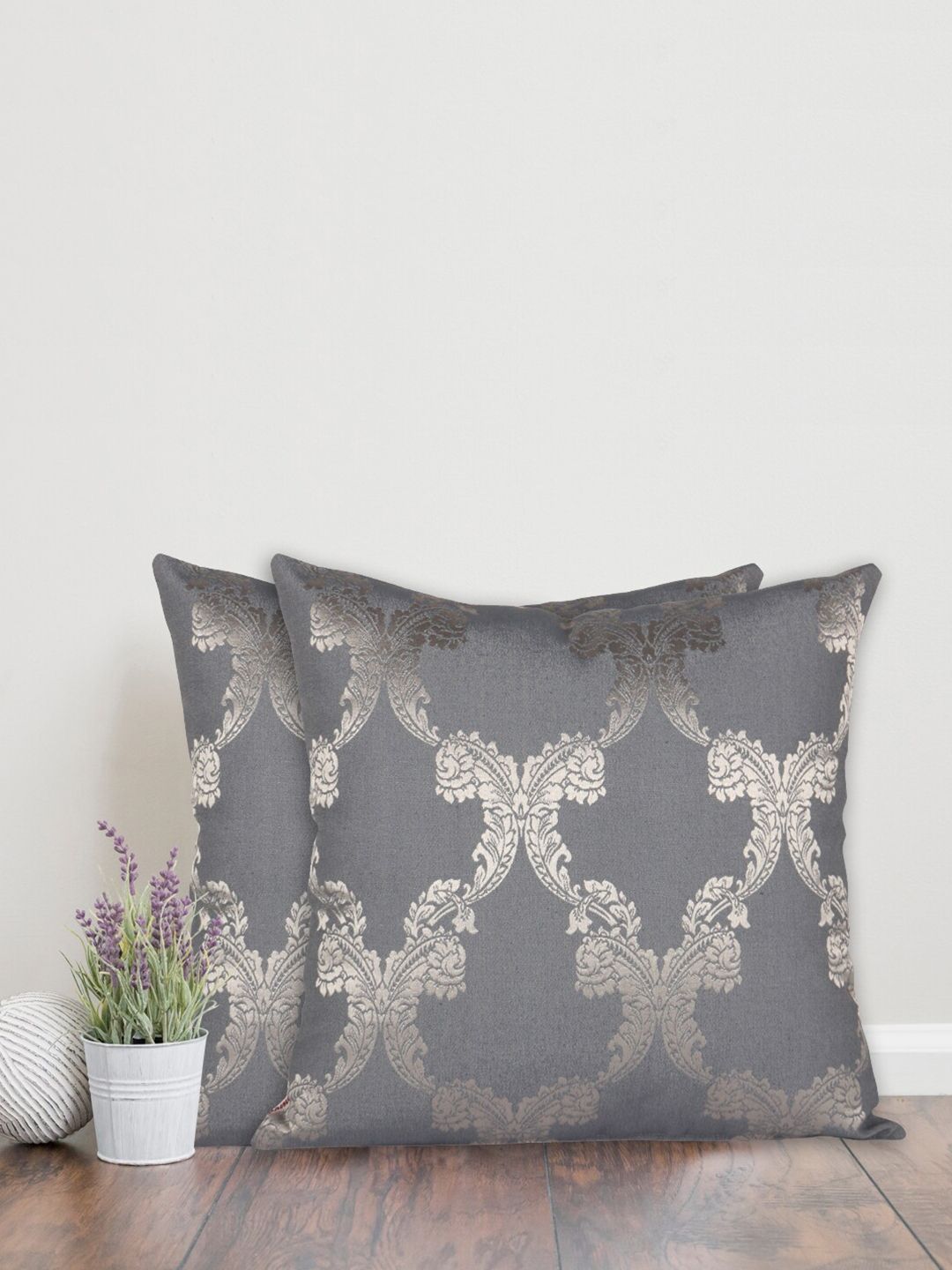 Home Blue Ethnic Motifs Cotton Washable 2 Piece Square Cushion Covers -16x16In