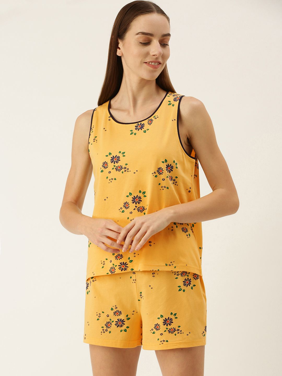 Slumber Jill Women Yellow Printed Night suit Price in India