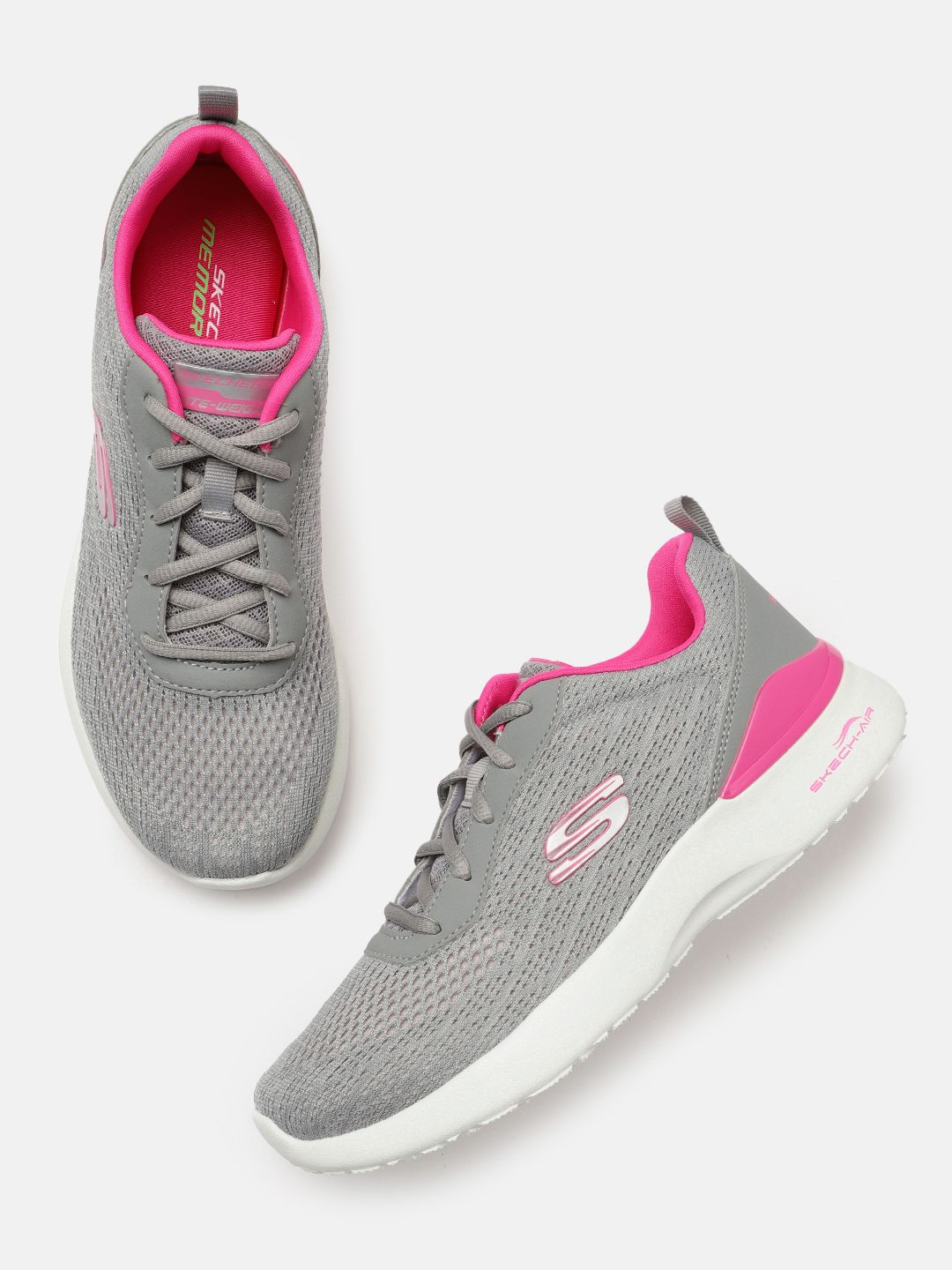 Skechers Women Grey Woven Design Skech-Air Dynamight - Top Prize Sneakers Price in India