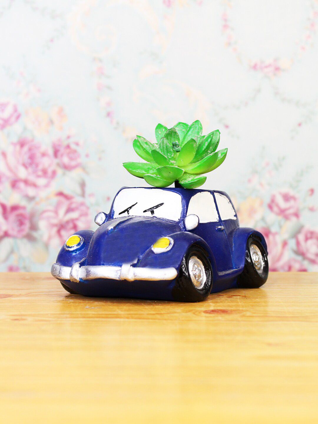 Wonderland Blue & Silver-Toned Car Planter Price in India