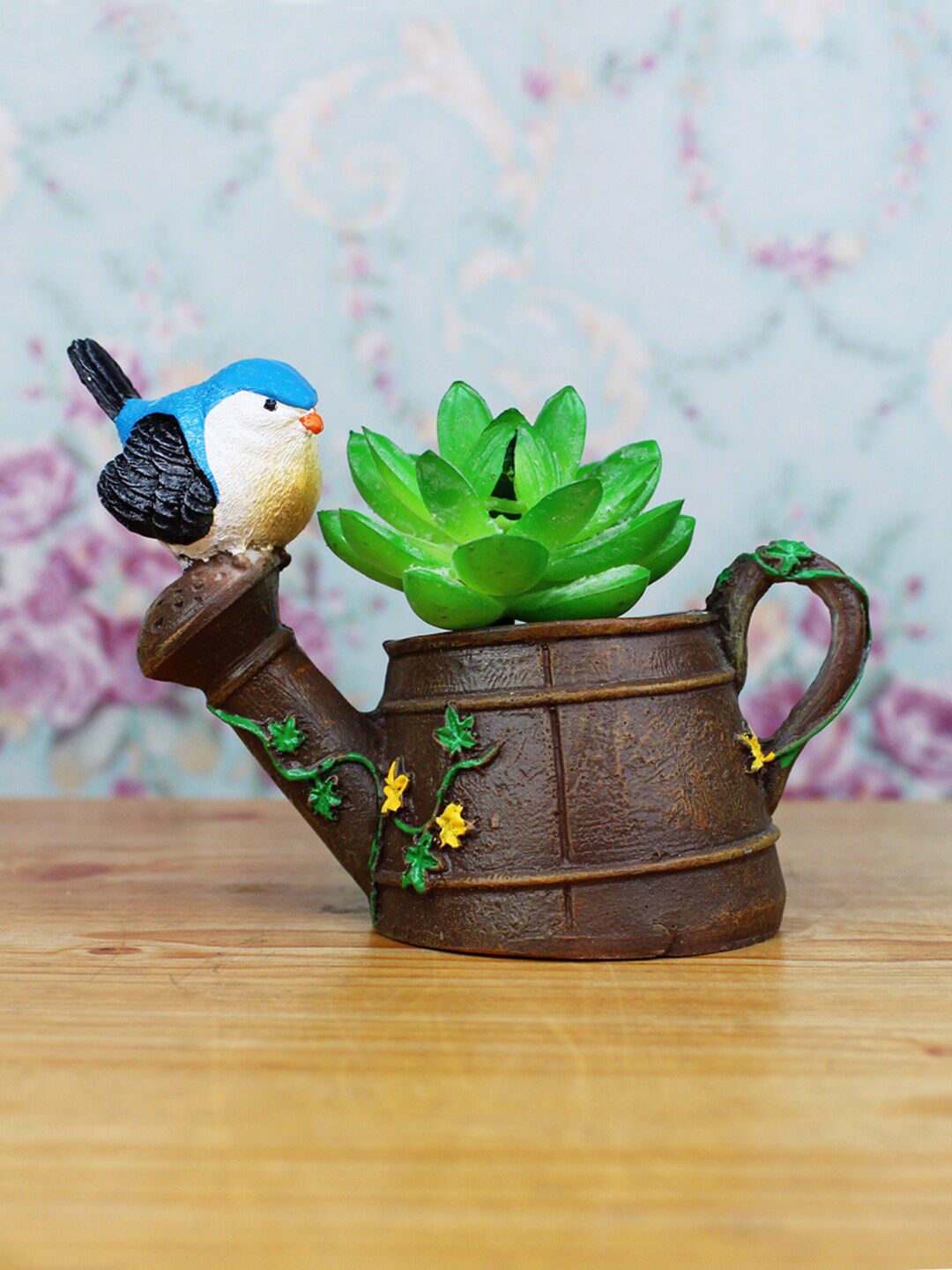 Wonderland Brown & Blue Bird On Watercan Planter Price in India