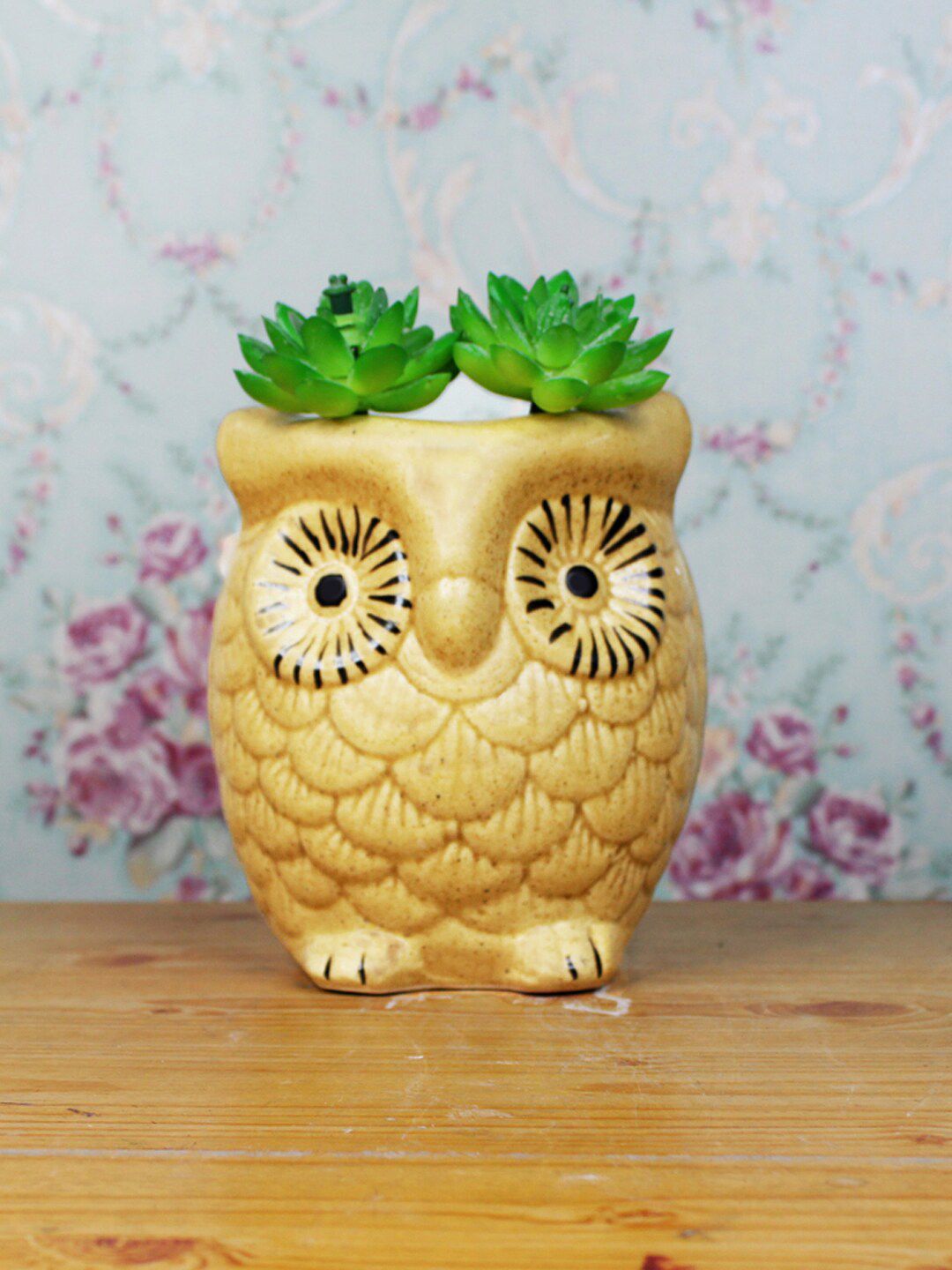Wonderland Beige Ceramic Owl-Shaped Planter Price in India