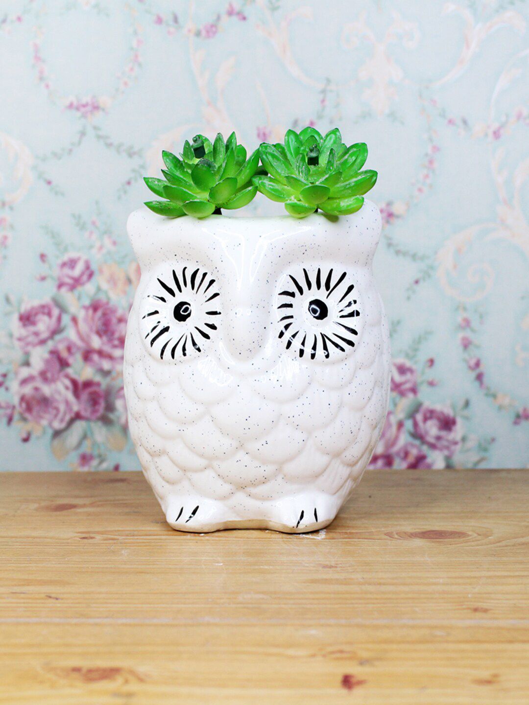 Wonderland White Ceramic Owl Shaped Pots Price in India