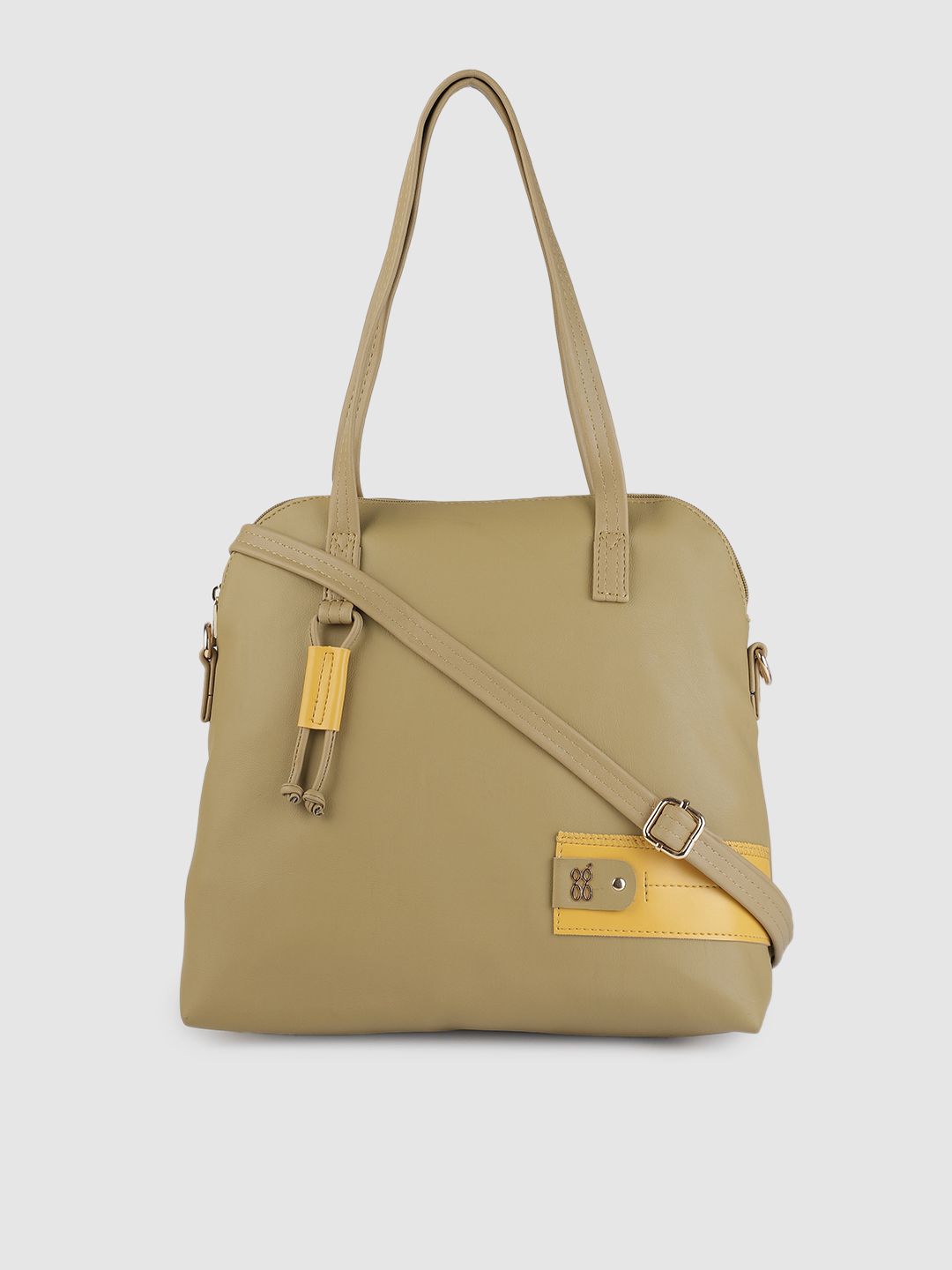 Baggit Khaki Solid Oversized Bowling Shoulder Bag Price in India