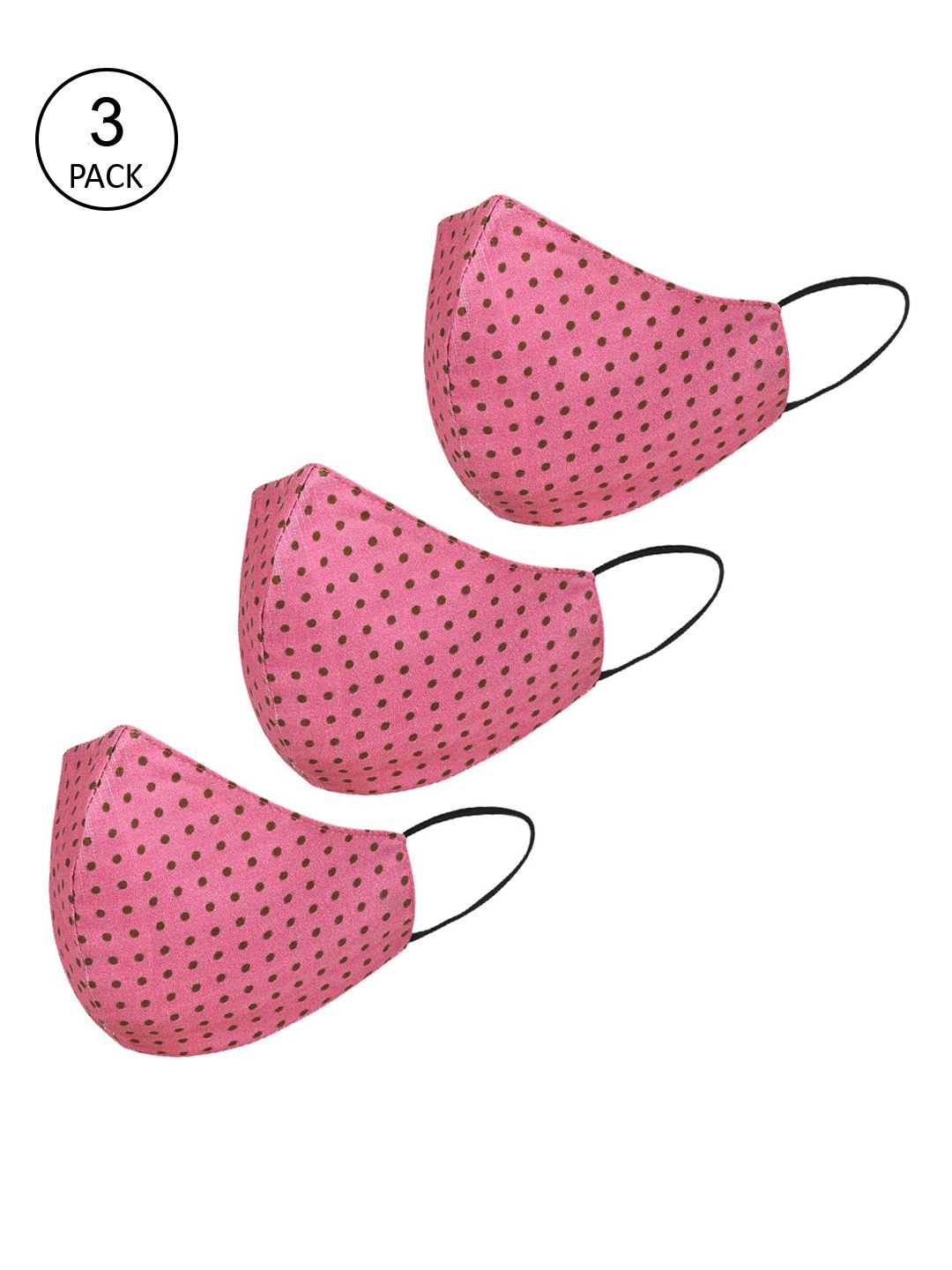 Tossido Pack Of 3 Pink Pure Cotton Printed Premium 3Ply Masks Price in India