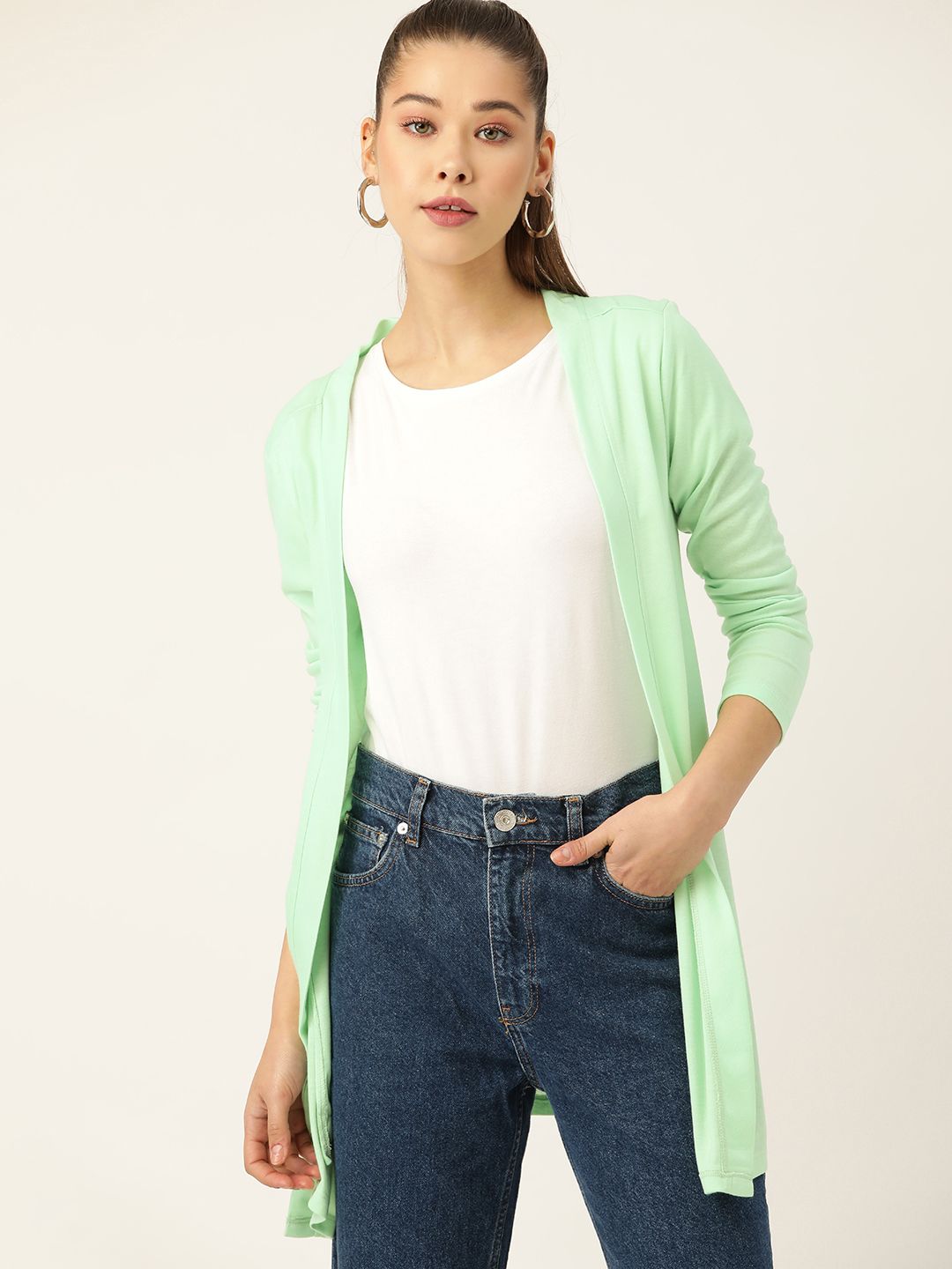 DressBerry Women Green Solid Shrug Price in India