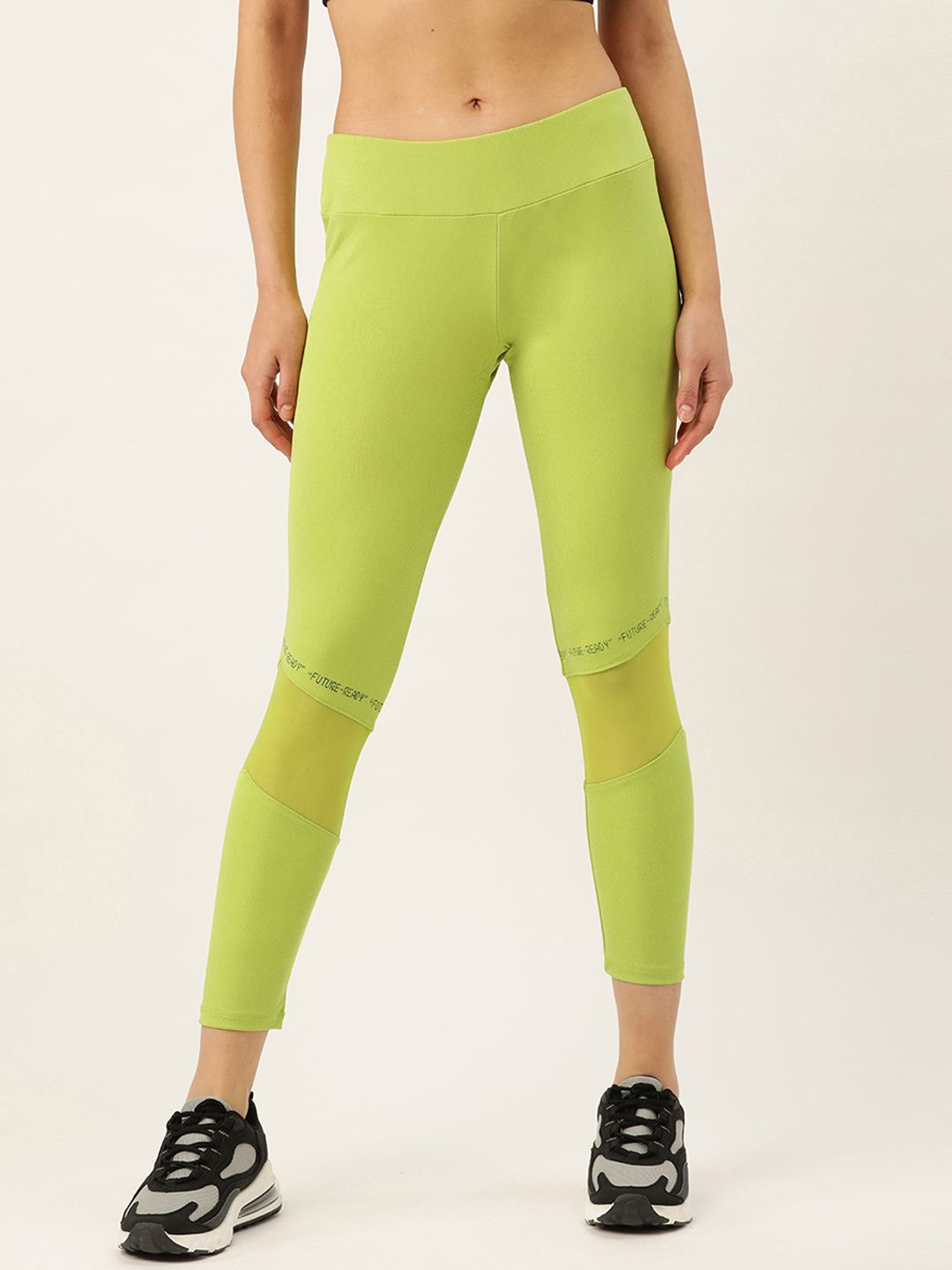 DressBerry Women Lime Green Solid Tights With Mesh Details Price in India