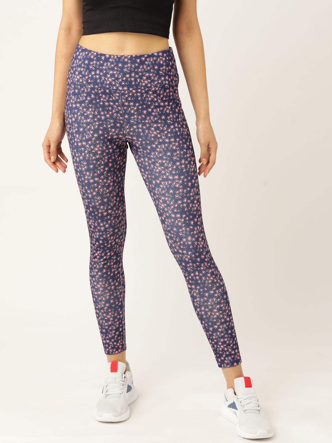 DressBerry Women Navy Blue & Pink Printed Tights Price in India