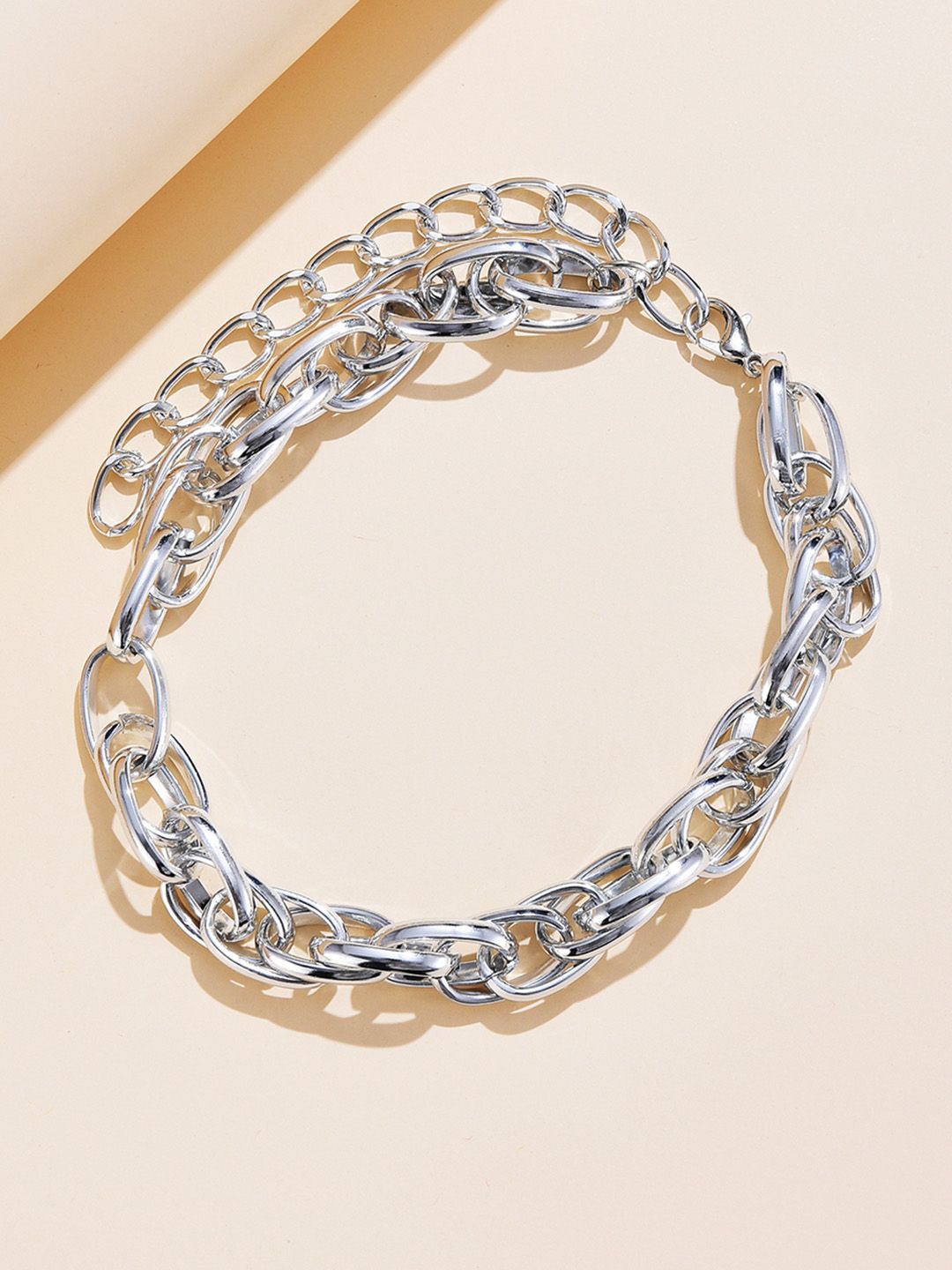 URBANIC Silver-Toned Link Chain Necklace Price in India