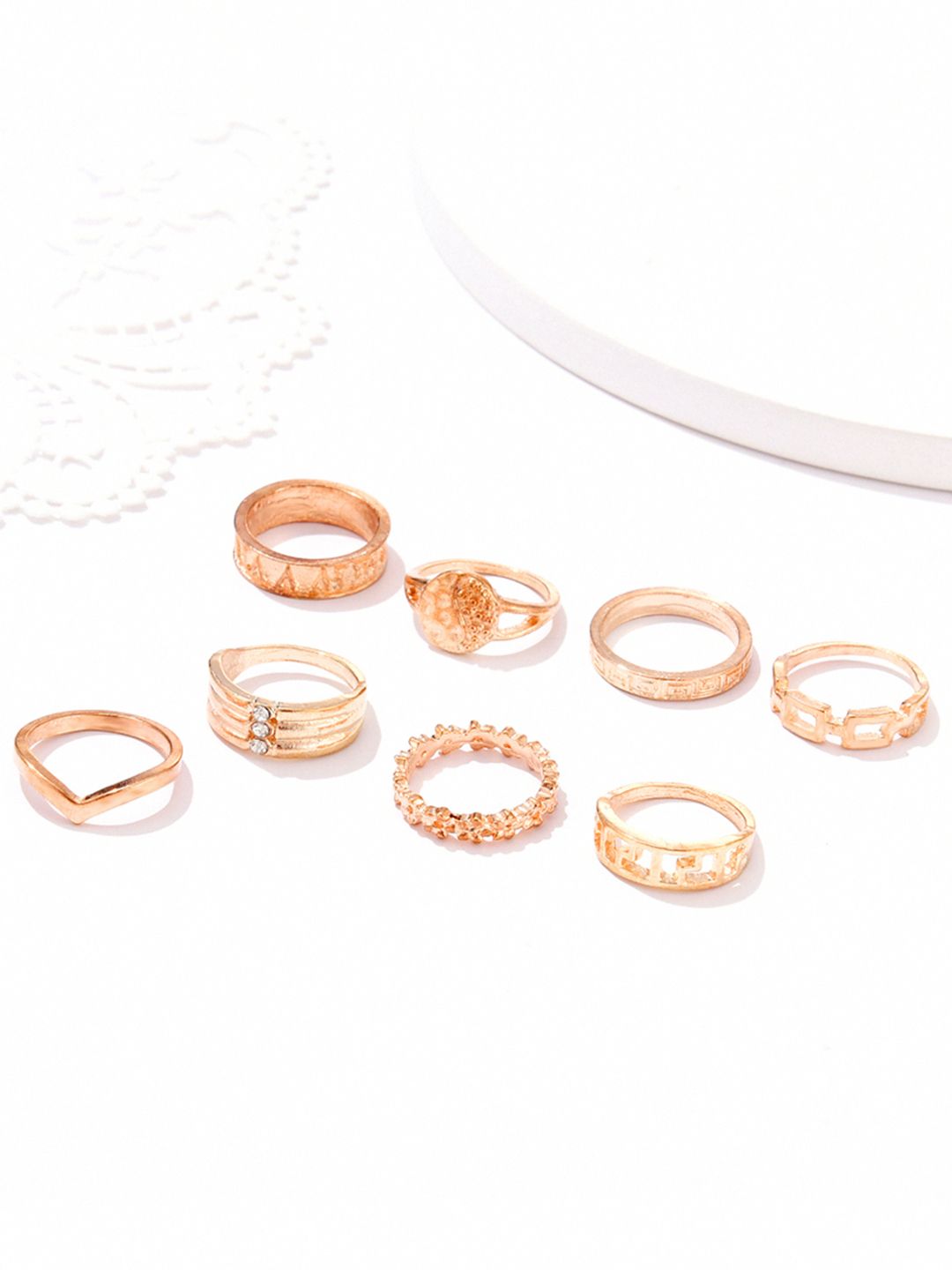 URBANIC Set of 8 Gold-Toned Finger Rings Price in India