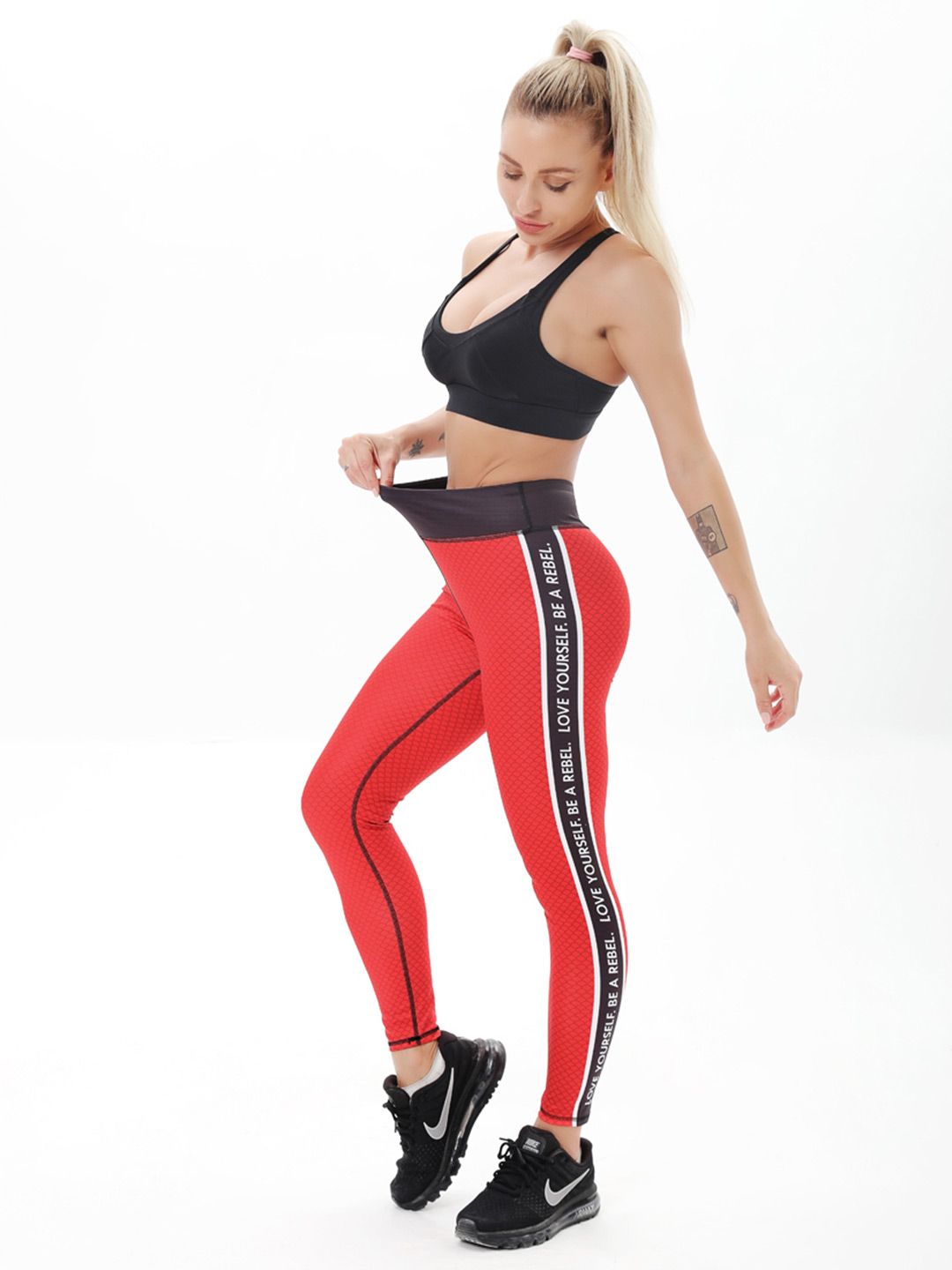 URBANIC Women Red Slim Fit Printed Gym Tights Price in India