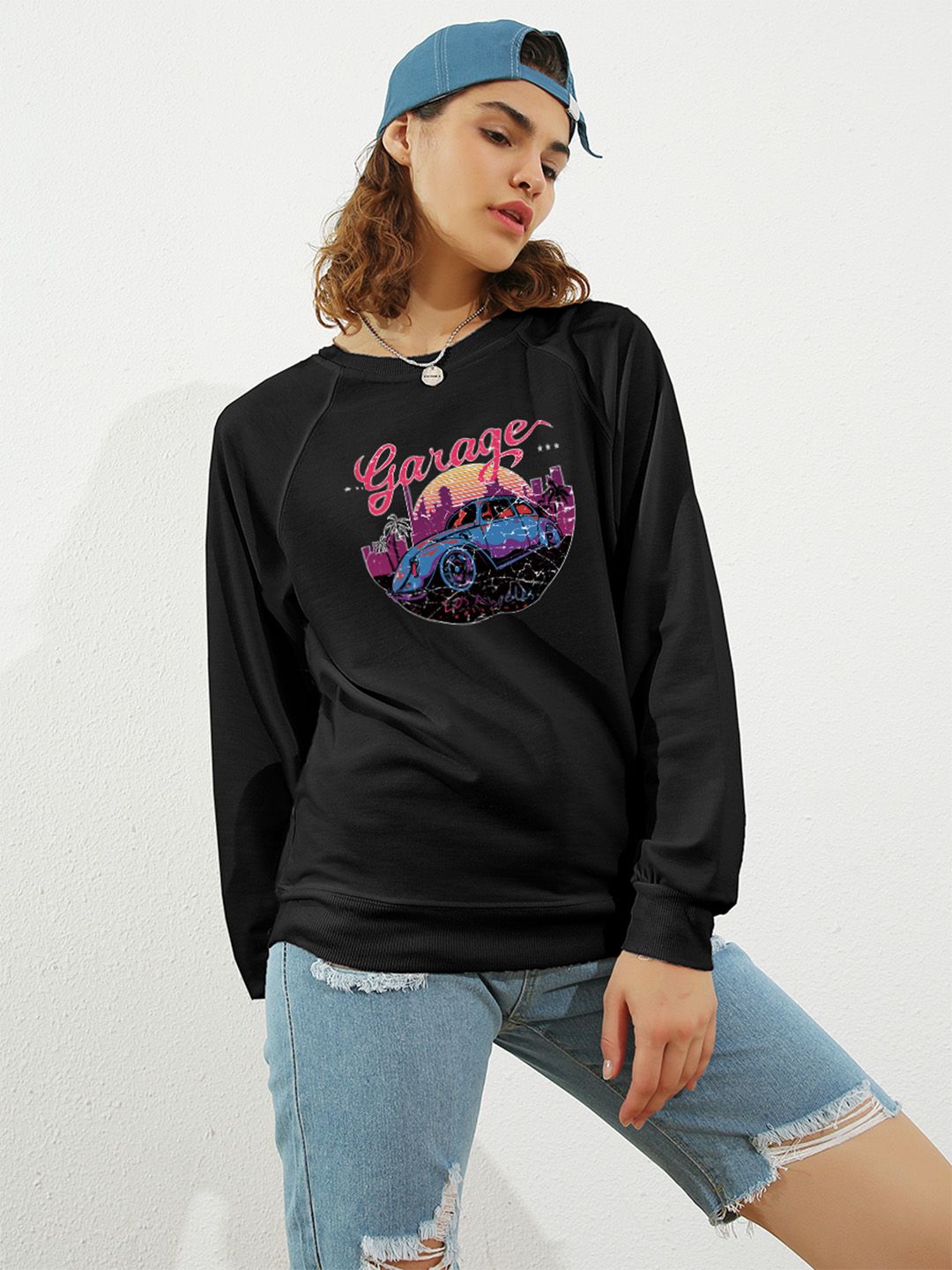 URBANIC Women Black Printed Sweatshirt Price in India