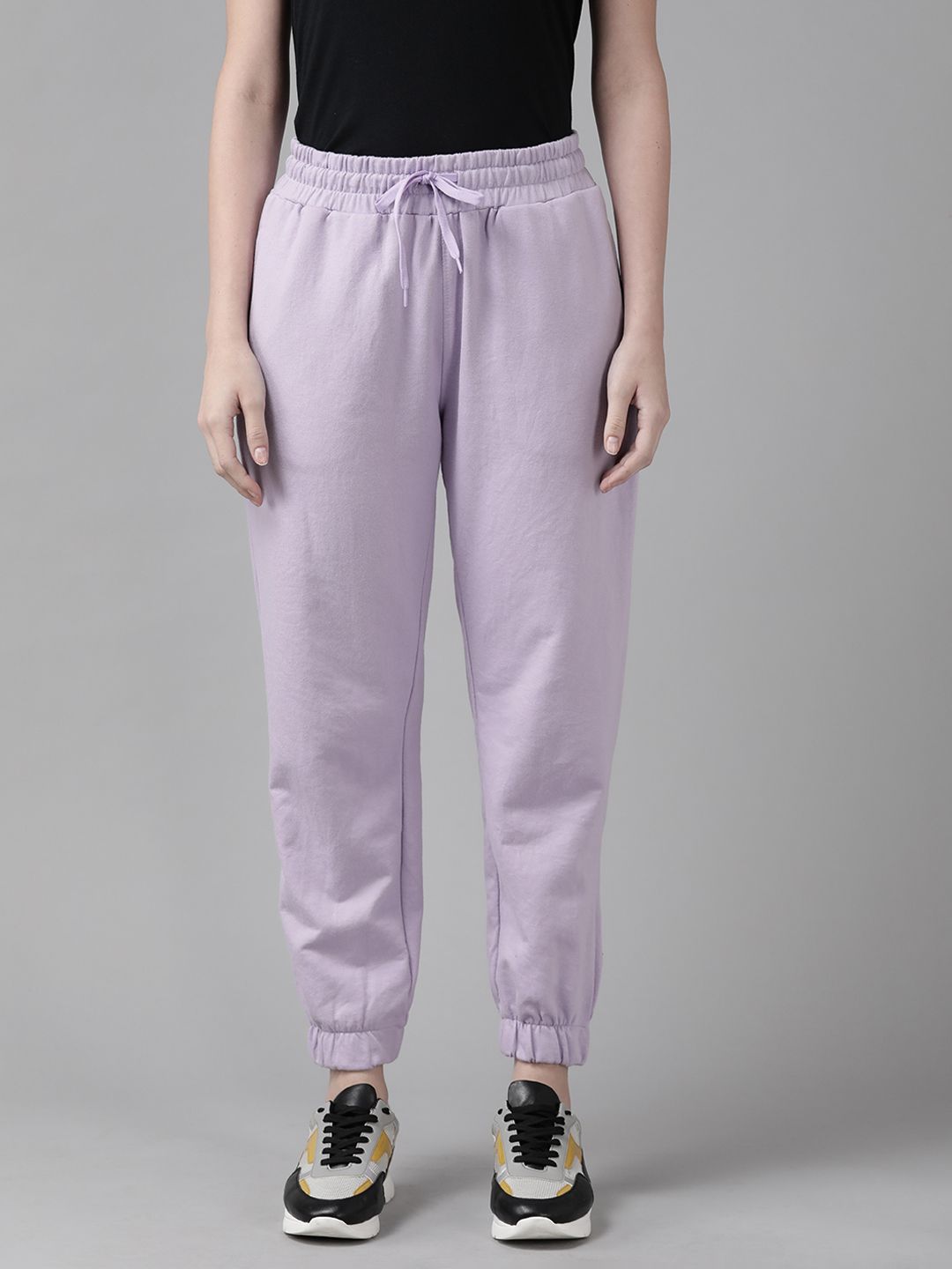 Roadster Women Lavender Solid Joggers Price in India