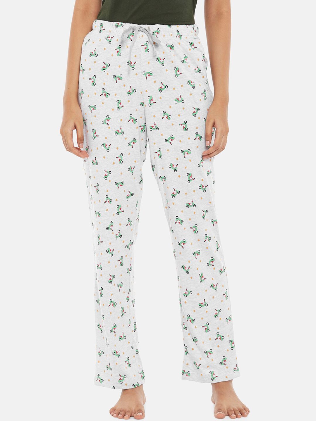 Dreamz by Pantaloons Women Grey Melange Printed Lounge Pants Price in India