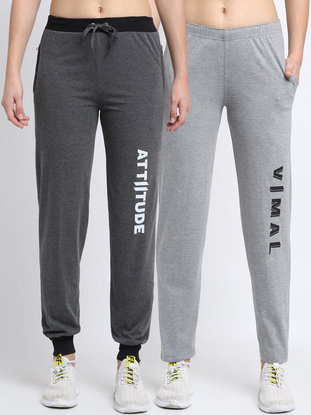 VIMAL JONNEY Women Pack Of 2 Solid Track Pants Price in India
