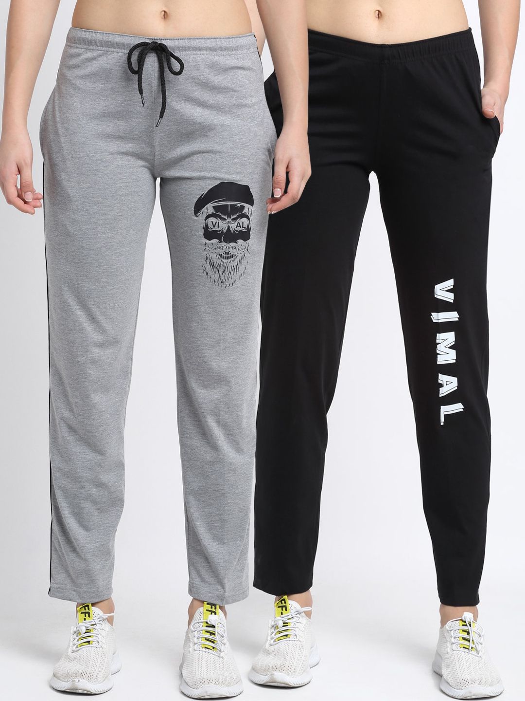 VIMAL JONNEY Women Pack of 2 Solid Track Pants Price in India