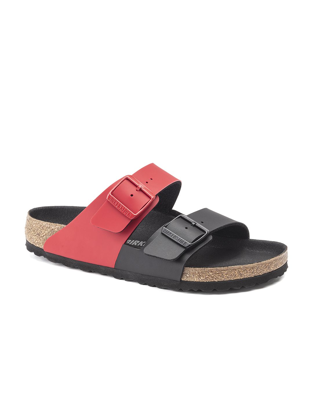 Birkenstock Unisex Black & Red Arizona Split Narrow Width Sliders Price in India