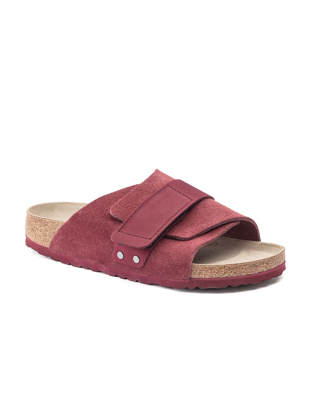 Birkenstock Unisex Burgundy Kyoto Regular Leather Sliders Price in India