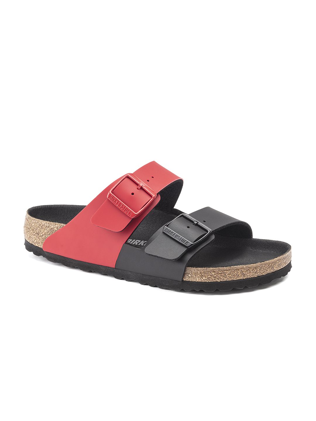 Birkenstock Unisex Black & Red Arizona Split Regular Sliders Price in India