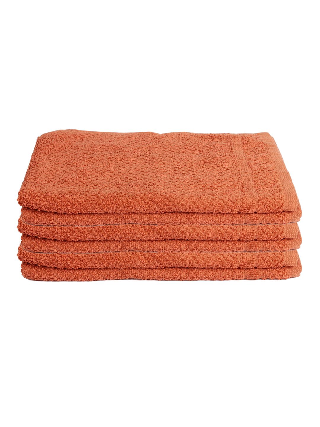 Softweave Set Of 6 Orange Solid 350 GSM Cotton Hand Towels Price in India