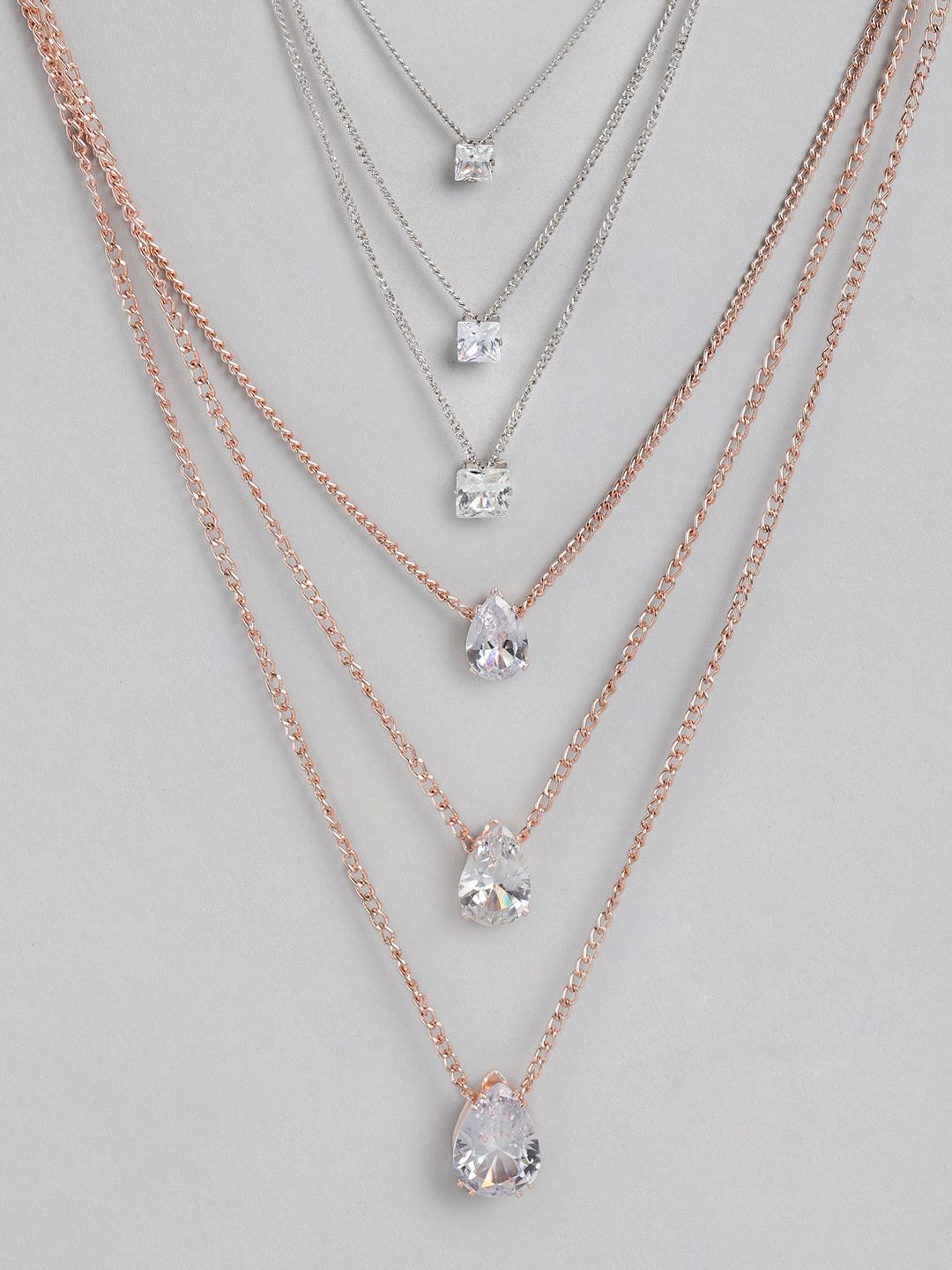 Kord Store Rose Gold & Silver-Toned Rhodium-Plated Necklace Price in India