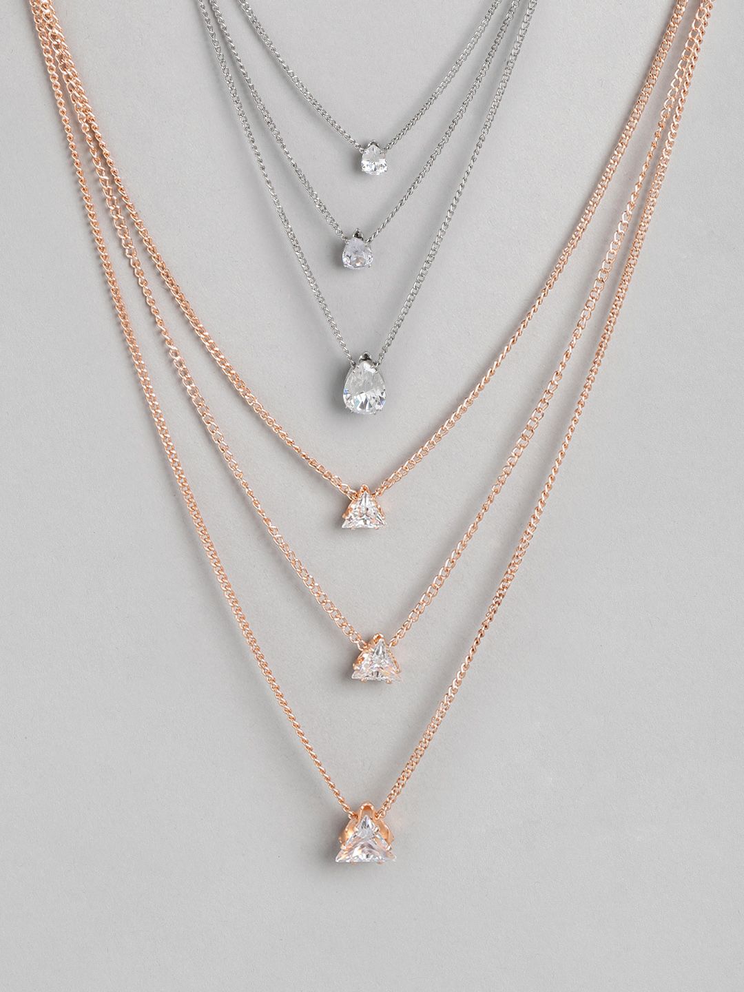 Kord Store Silver-Toned & Rose Gold Rose Gold-Plated Layered Necklace Price in India