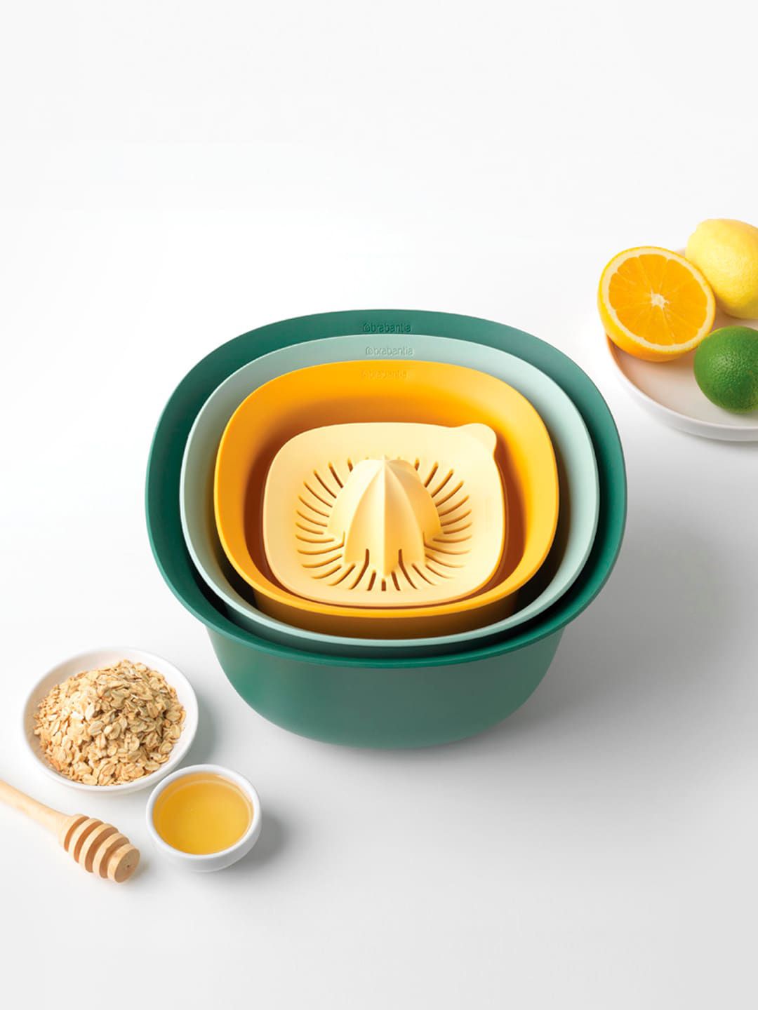 Brabantia Green & Yellow 4-Pieces Solid Mixing Bowl Set Price in India