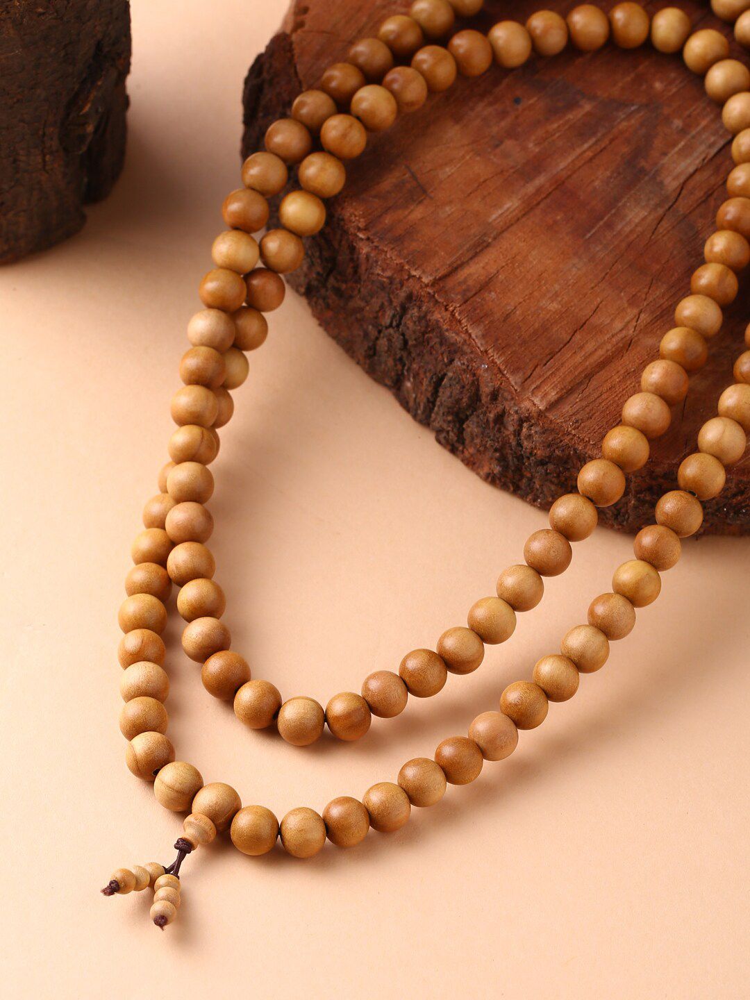 RDK Unisex Beige Sandalwood 108+1 Beaded Handcrafted Mala Price in India