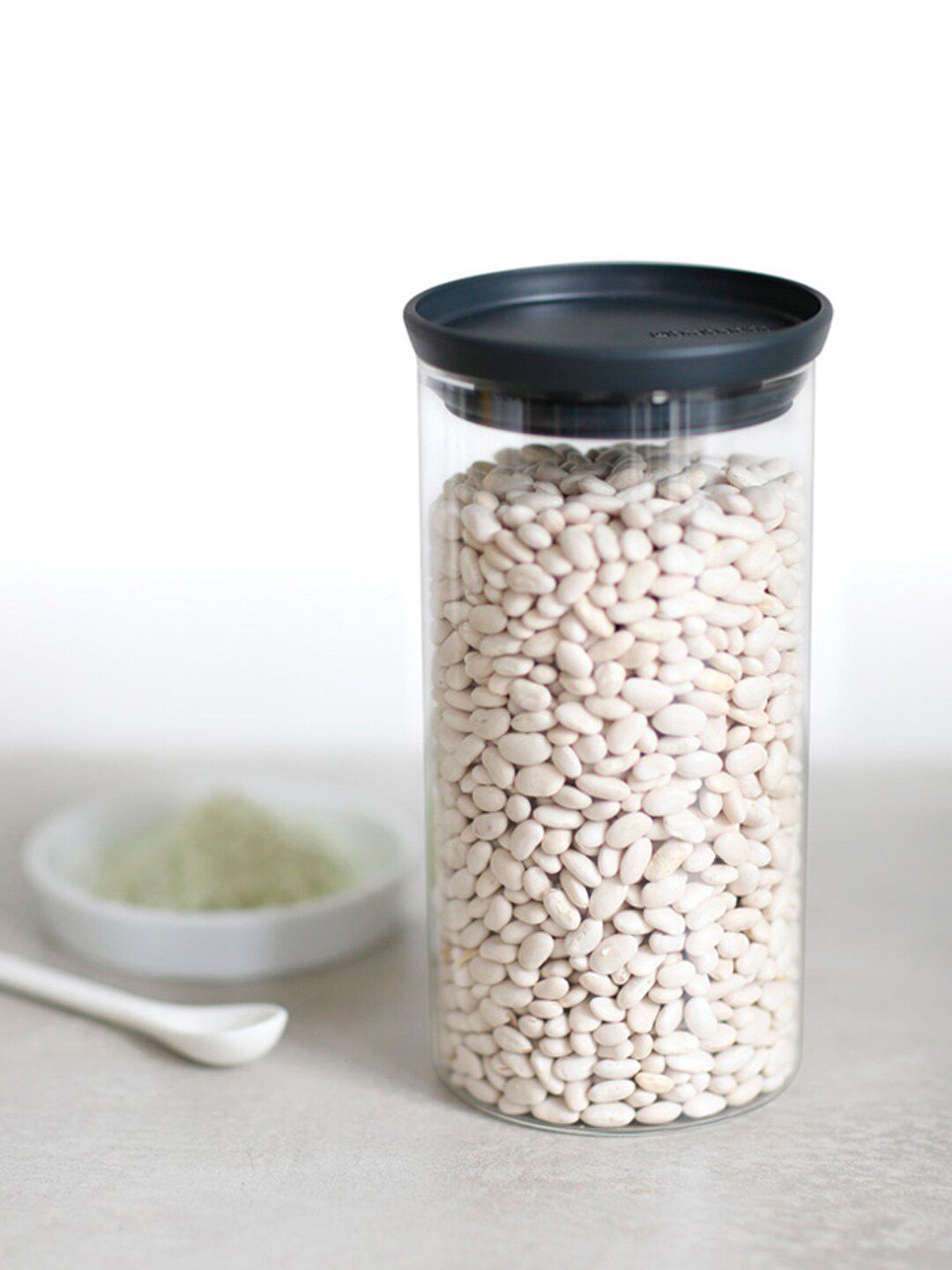Brabantia Grey & Transparent Stackable Food Storage Glass Jar 1.1 litre Price in India