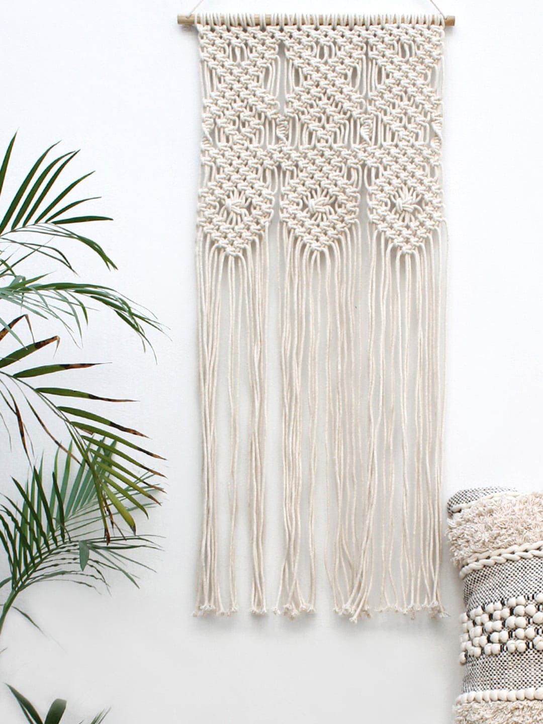 AVI Living Cream-Coloured Crochet Pure Cotton Wall Hanging Price in India