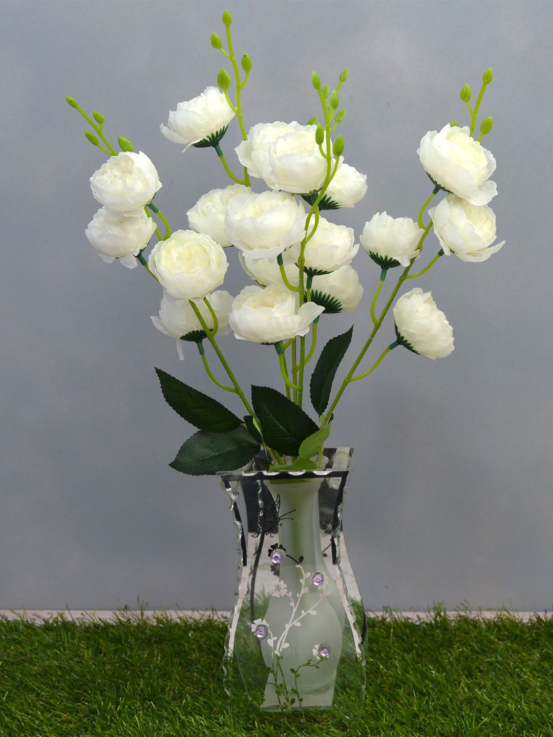 fancy mart White Bengal Rose Artificial Flower Bunch without Pot Price in India