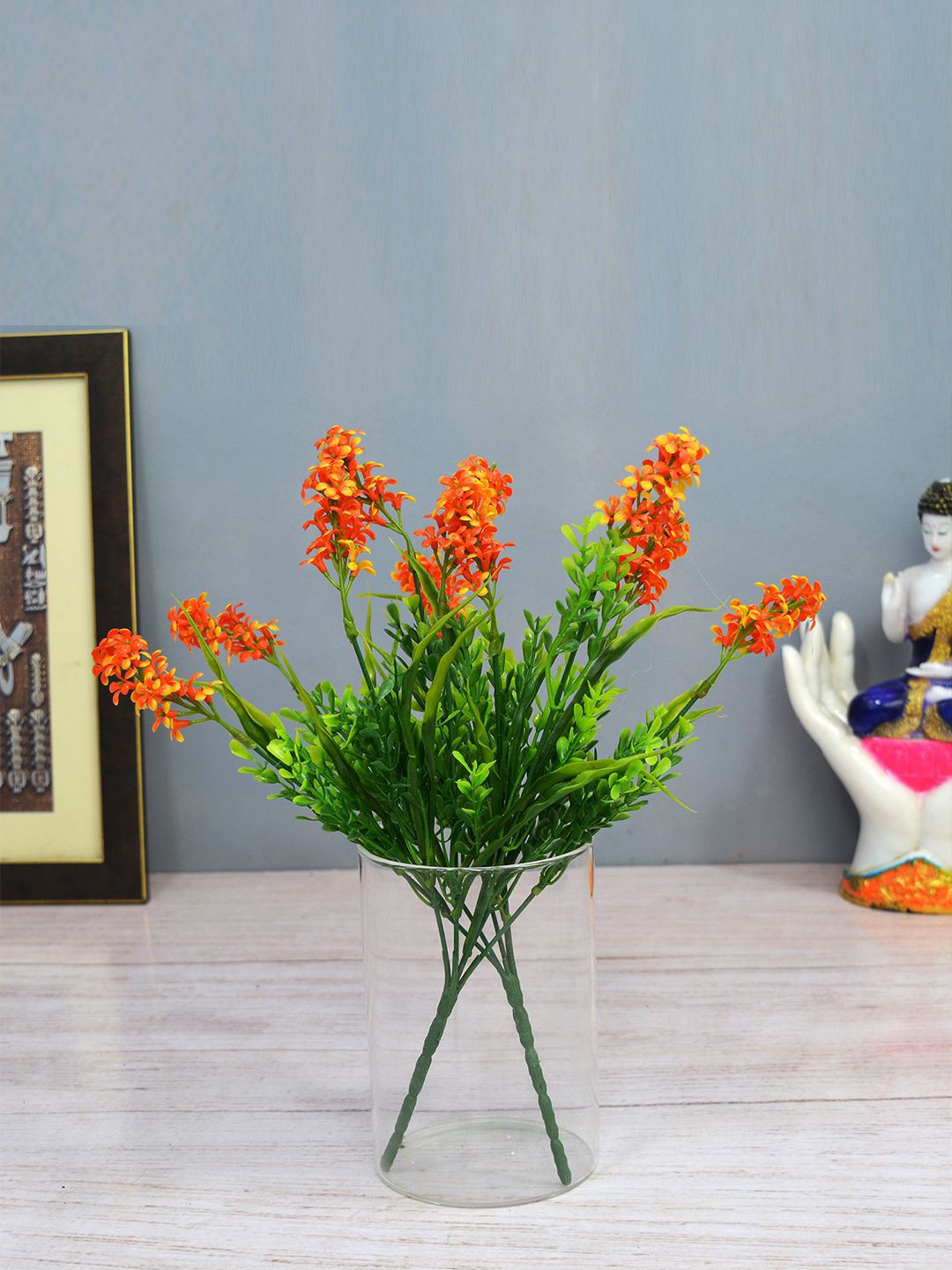 fancy mart Orange Set of 2 Artificial Bush Flower Bunch without Pot Price in India