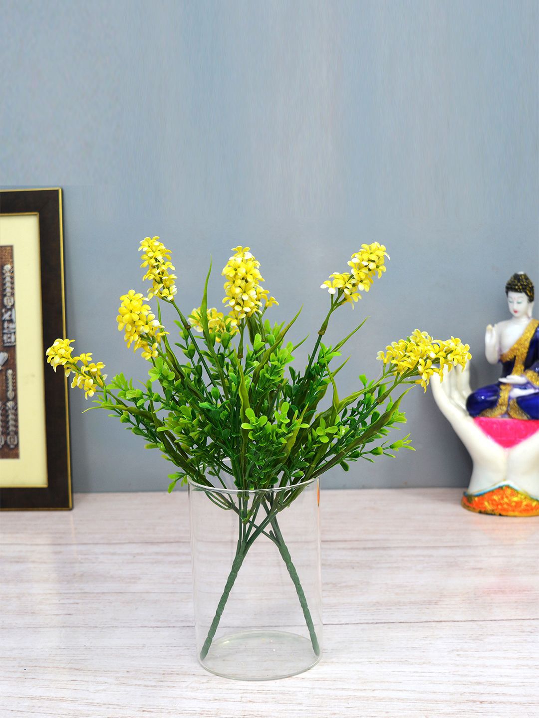 fancy mart Yellow & Green Set of 2 Artificial Bush Flower Bunch without Pot Price in India