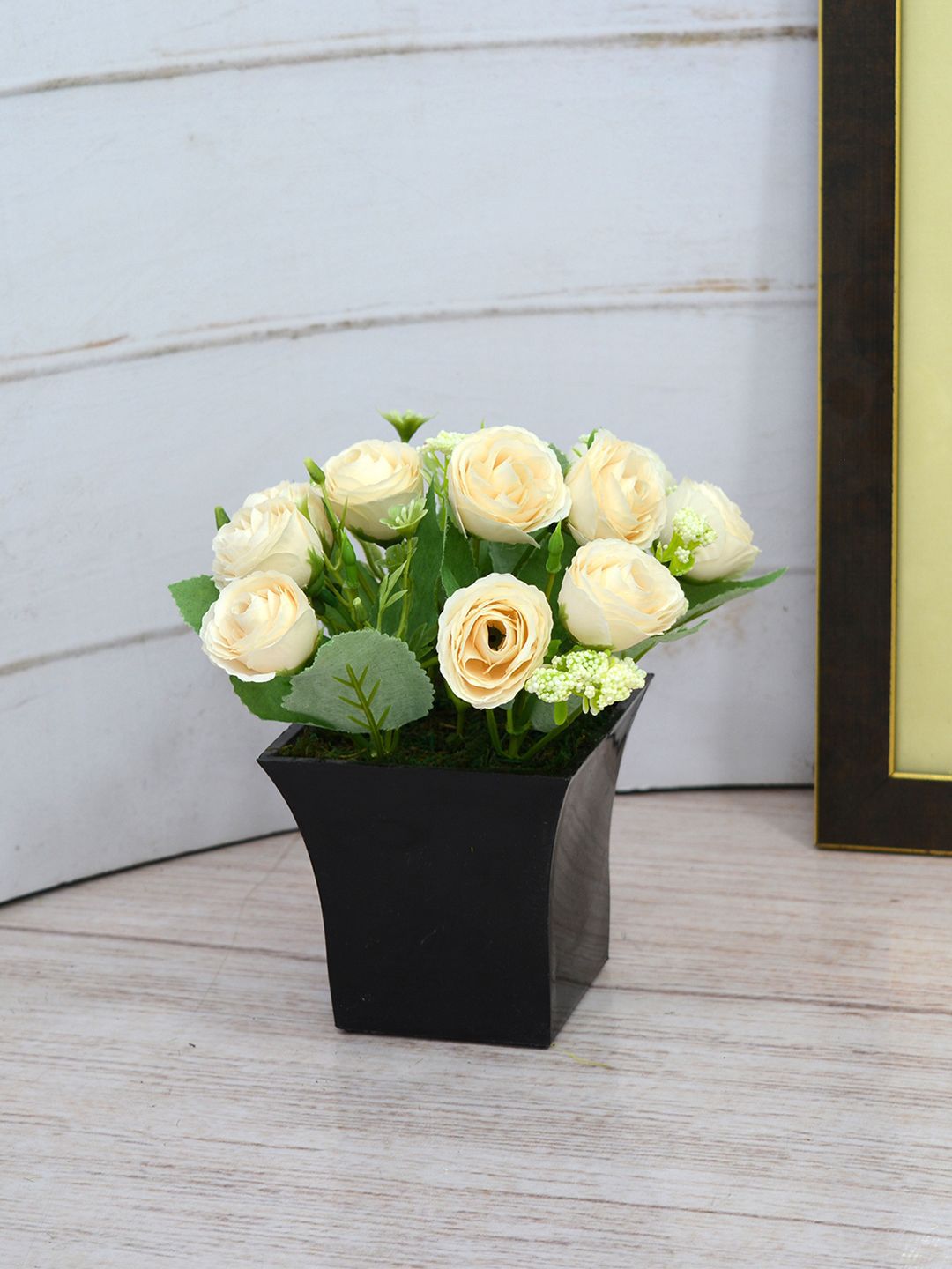 fancy mart Cream-Coloured Artificial Flower Persian Buttercap With Ruby Pot Price in India