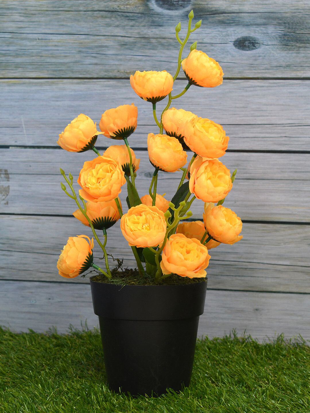 fancy mart Yellow & Green Artificial Flower Bengal Rose in Cone Pot Price in India