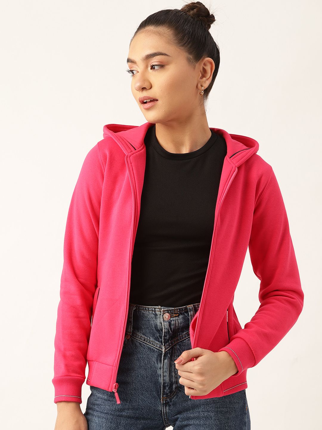 Monte Carlo Women Pink Hooded Cotton Sweatshirt Price in India