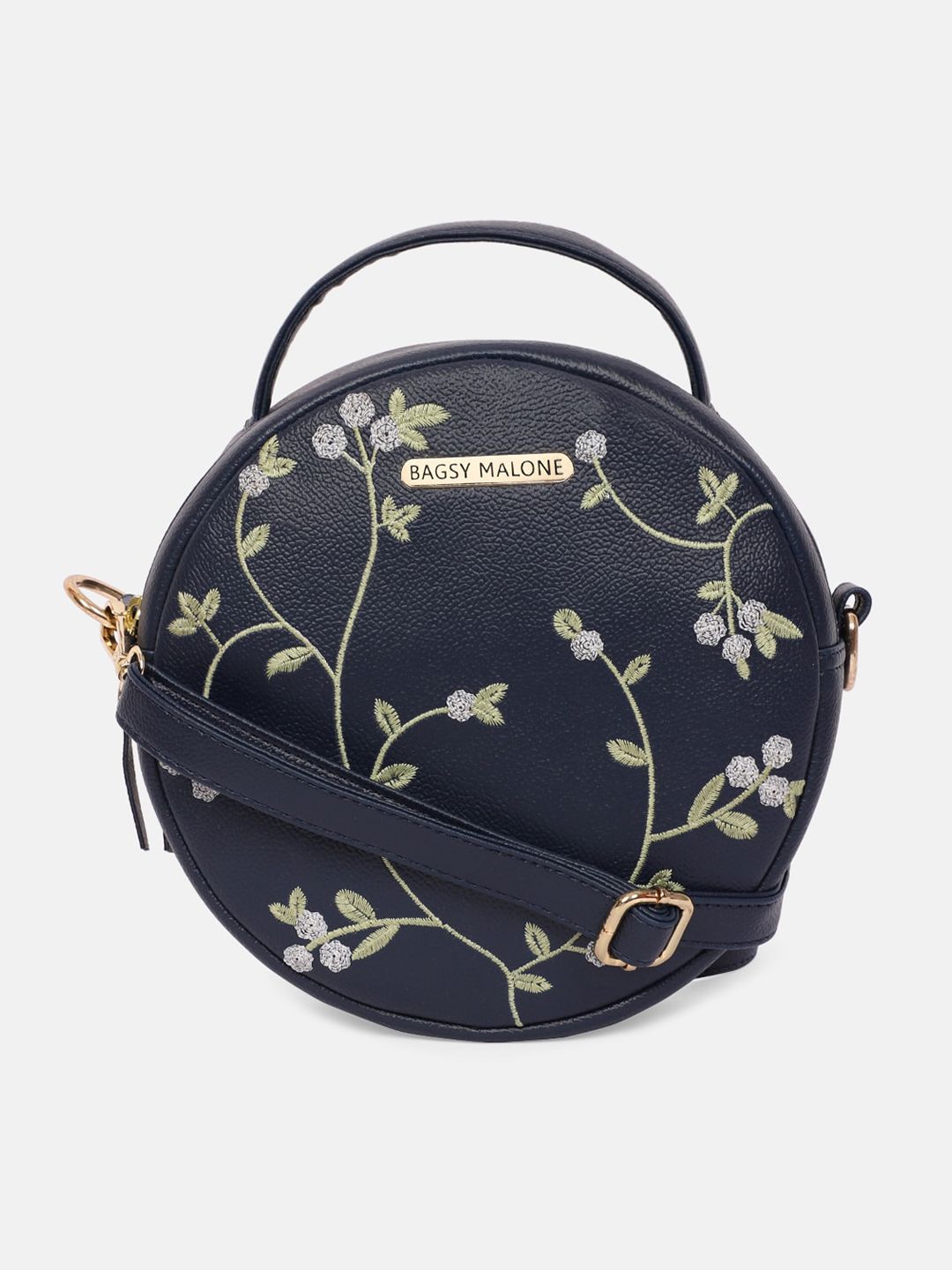 Bagsy Malone Blue Floral PU Half Moon Sling Bag Price in India