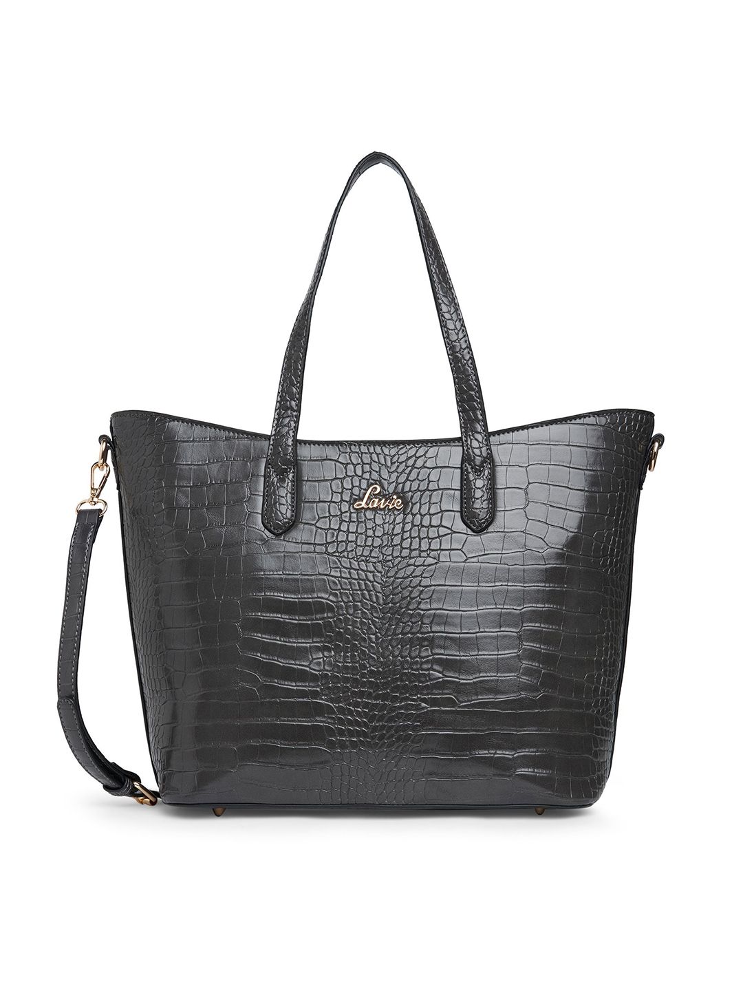 Lavie Grey Textured Structured Handheld Bag Price in India