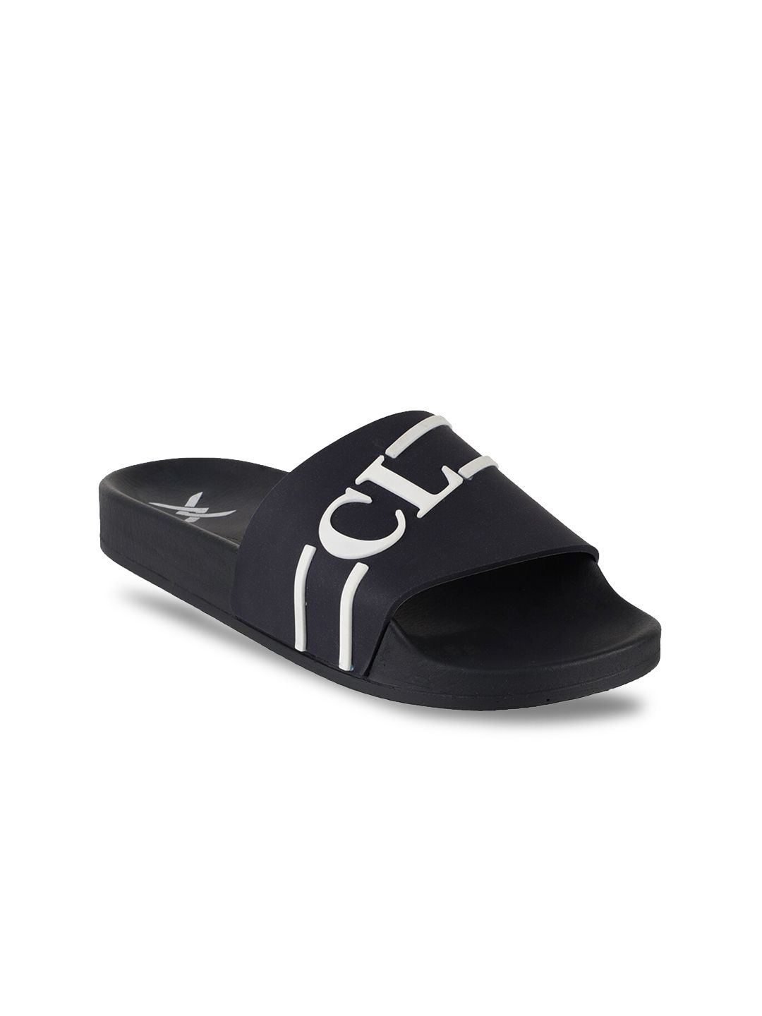 Carlton London sports Women Navy Blue & White Printed Rubber Sliders Price in India