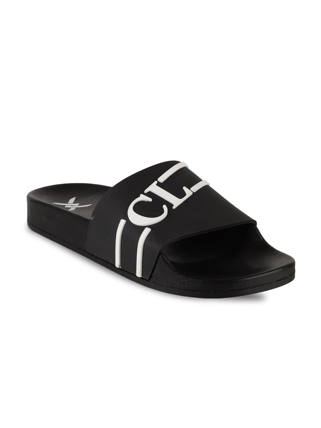 Carlton London sports Women Black & White Rubber Sliders Price in India