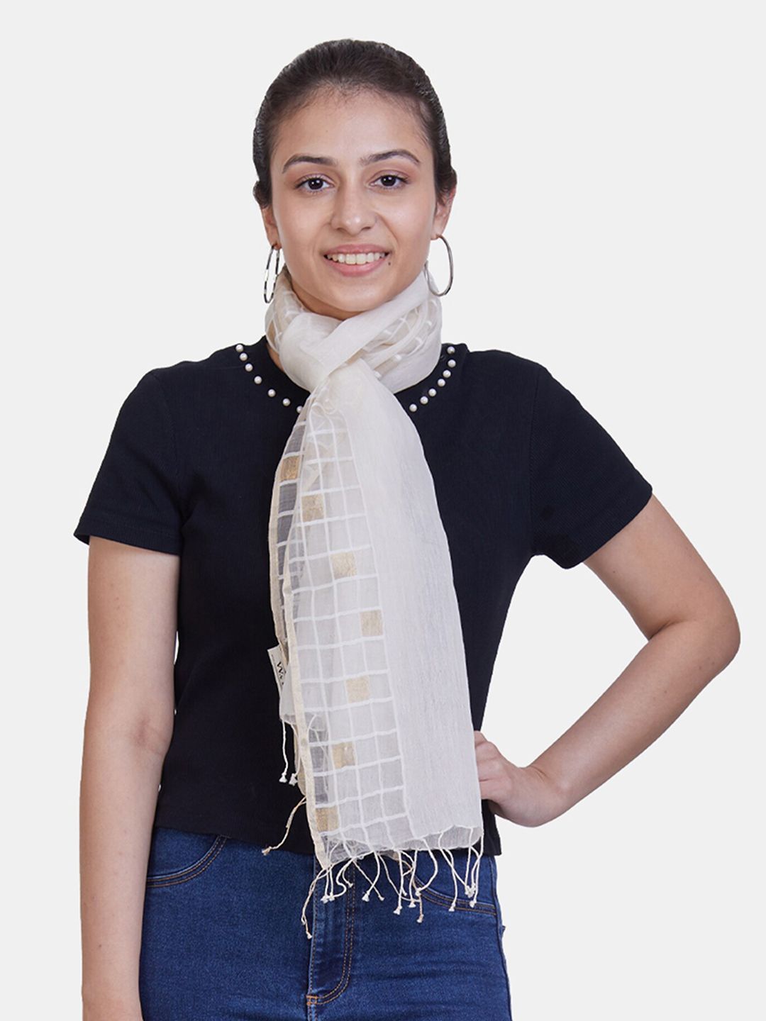 Off White Scarves - Buy Off White Scarves online in India