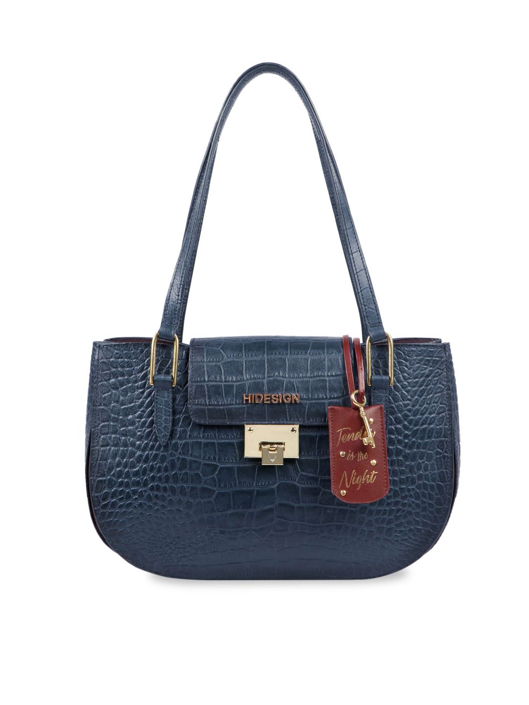 Hidesign Blue Animal Textured Leather Structured Sling Bag Price in India