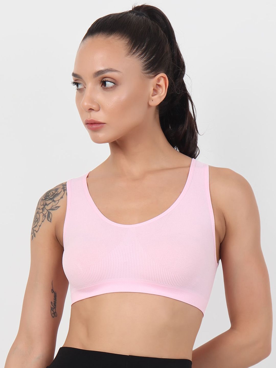XOXO Design Pink Solid Workout Bra Price in India