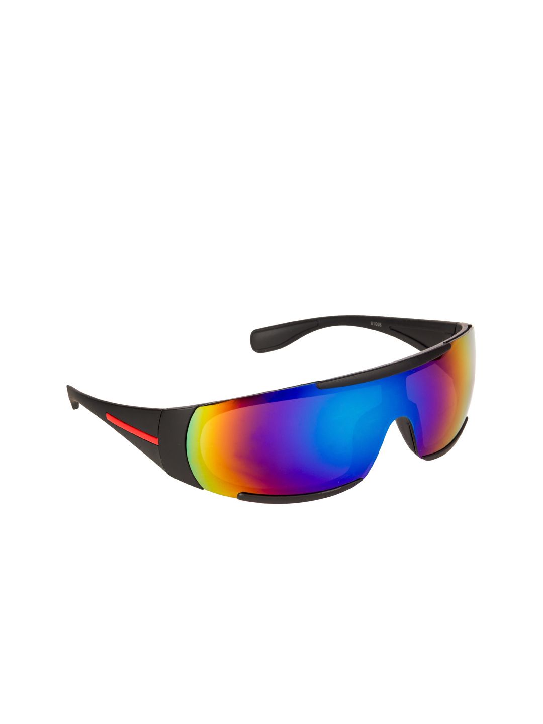 NuVew Unisex Mirrored Lens & Black Sports Sunglasses with UV Protected Lens Price in India