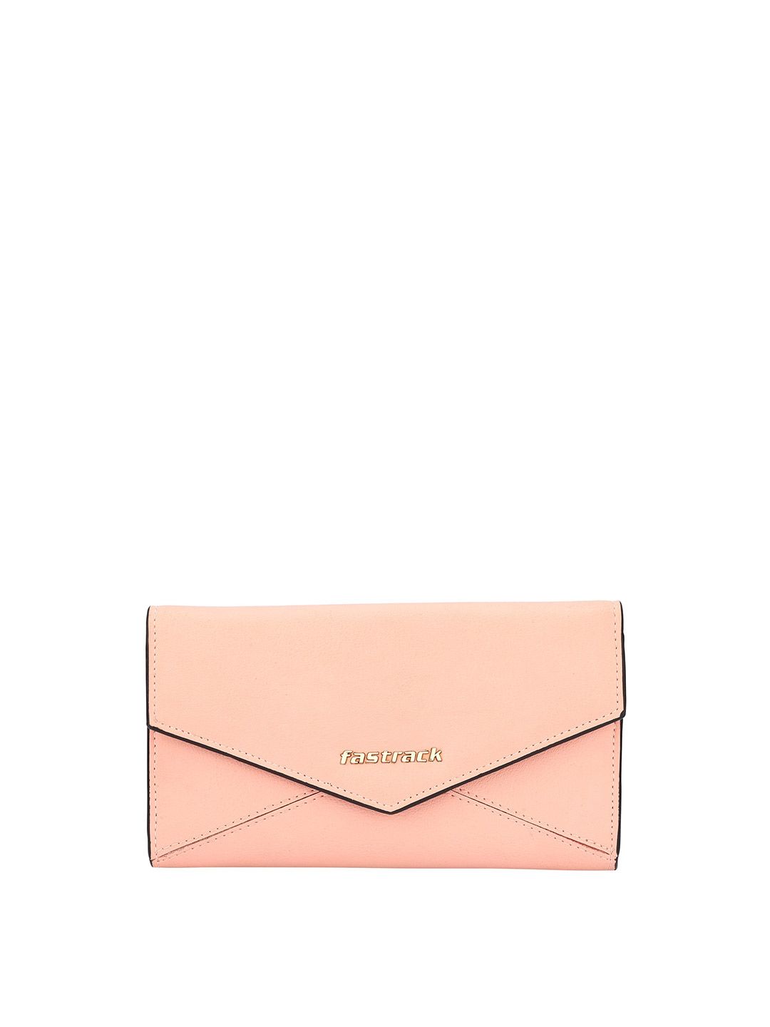 Fastrack Women Peach-Coloured PU Envelope Three Fold Wallet Price in India