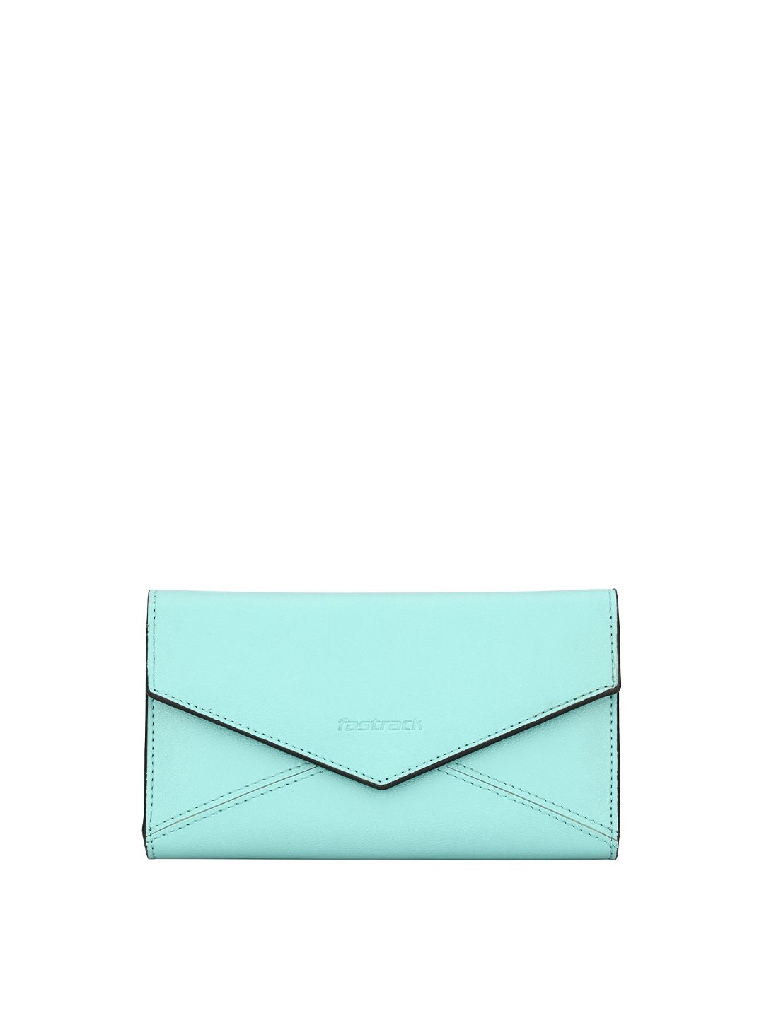 Fastrack Women Teal Solid PU Three Fold Wallet Price in India