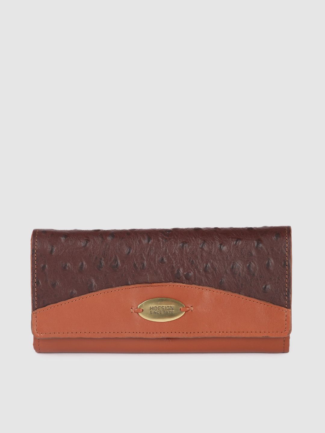 Hidesign Women Brown Animal Textured Leather Three Fold Wallet Price in India