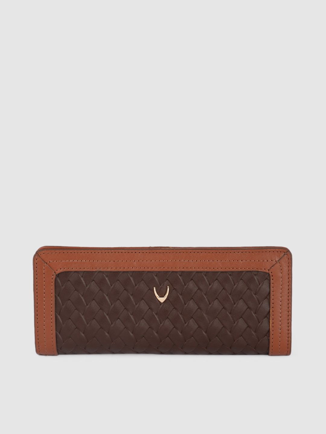 Hidesign Women Brown Woven Design Leather Two Fold Wallet Price in India