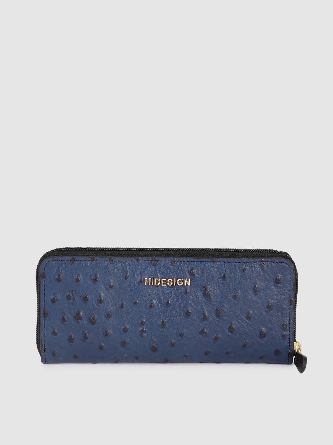 Hidesign Women Navy Blue Animal Textured Leather Zip Around Wallet Price in India