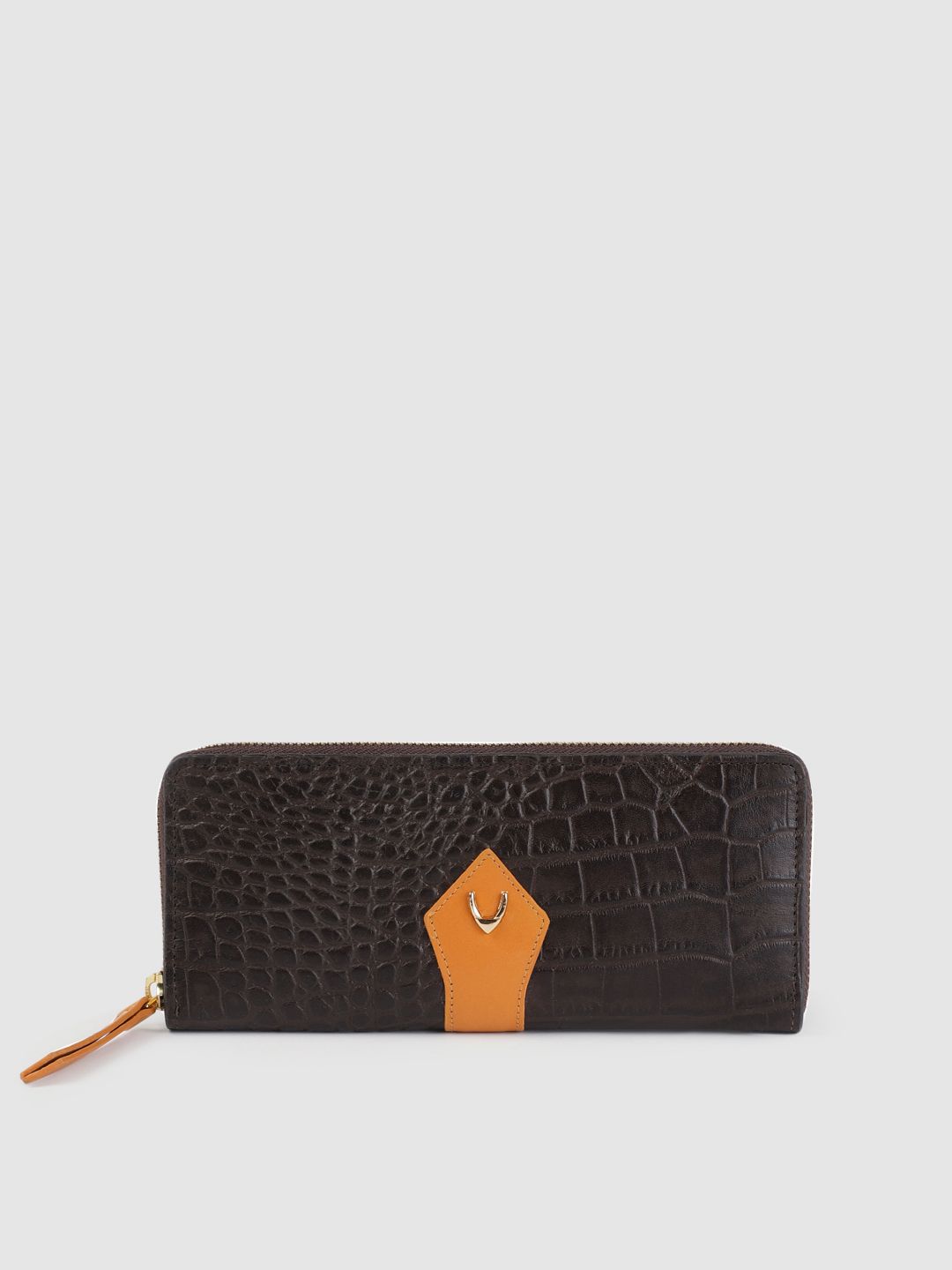 Hidesign Women Brown Textured Leather Zip Around Wallet Price in India